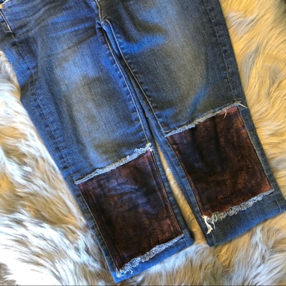 Paige Patched Knee Skinny Jeans